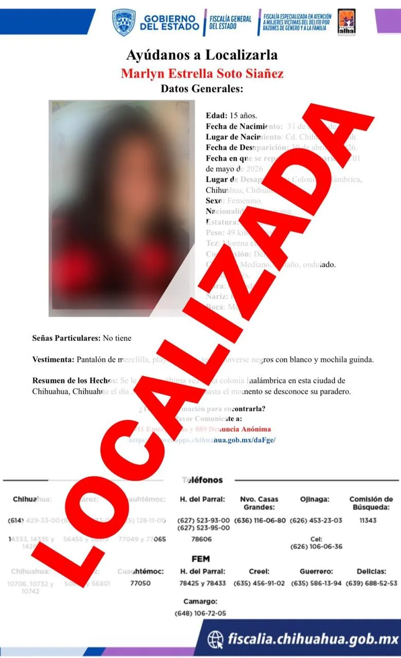 Localizan a dos adolescentes reportadas como desaparecidas en Chihuahua