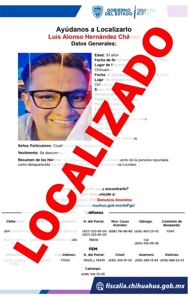 Fiscalía localiza a tres personas desaparecidas en Chihuahua - imagen 1
