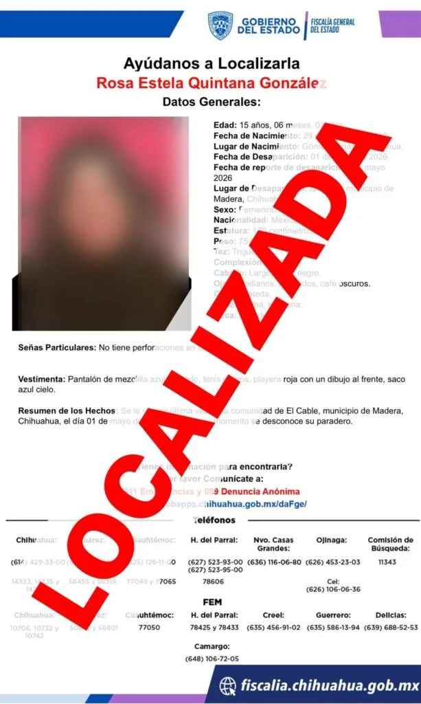 Fiscalía localiza a dos menores desaparecidos en Madera y Cuauhtémoc - imagen 1