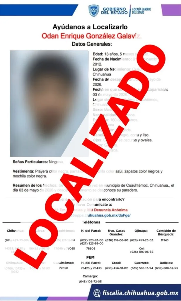 Fiscalía localiza a dos menores desaparecidos en Madera y Cuauhtémoc - imagen 2