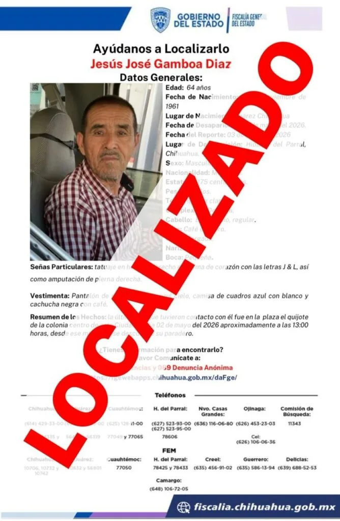 Hallan en Durango a hombre reportado desaparecido en Parral