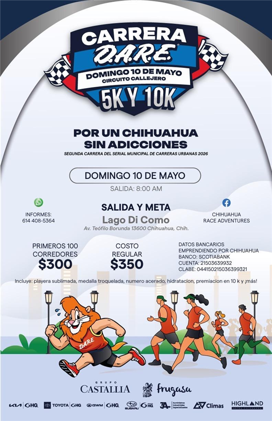 Primera Carrera DARE 2026 en Chihuahua: fecha, lugar y costos