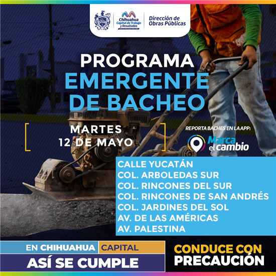 Bacheo en siete zonas de Chihuahua este martes: calles y colonias afectadas