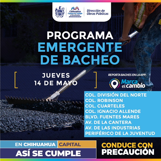 Bacheo en ocho zonas de Chihuahua este jueves: colonias y vialidades afectadas