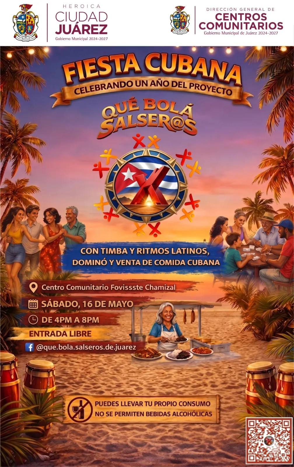 Fiesta Cubana gratuita en el Centro Comunitario Fovissste Chamizal este sábado 16 de mayo