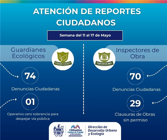 Desarrollo Urbano de Chihuahua atendió 144 reportes ambientales y de obra en una semana