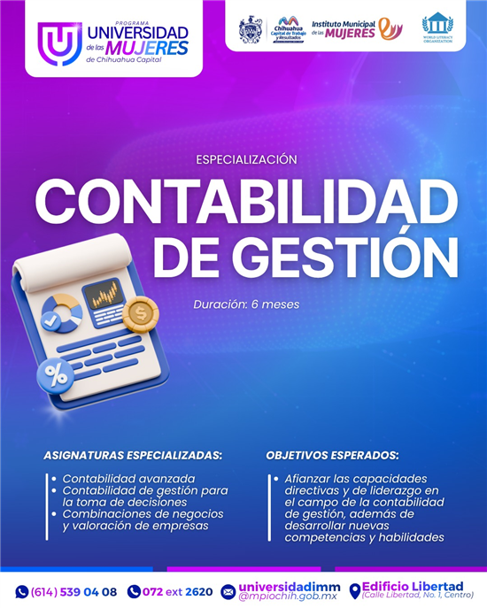 Abren inscripciones para la Especialización en Contabilidad de Gestión en la Universidad de las Mujeres de Chihuahua