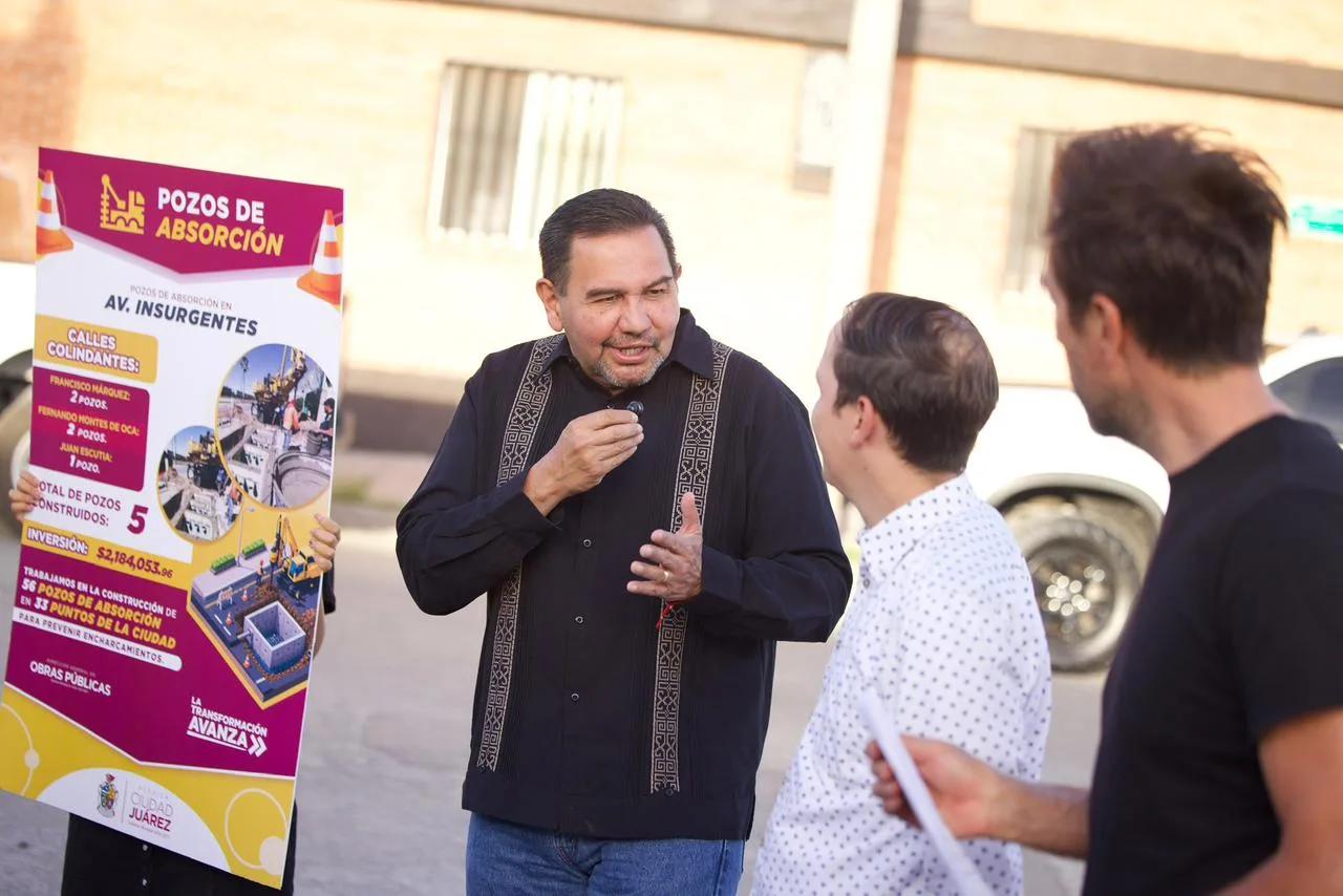 Inauguran cinco pozos de absorción en avenida Insurgentes para frenar inundaciones históricas en Juárez