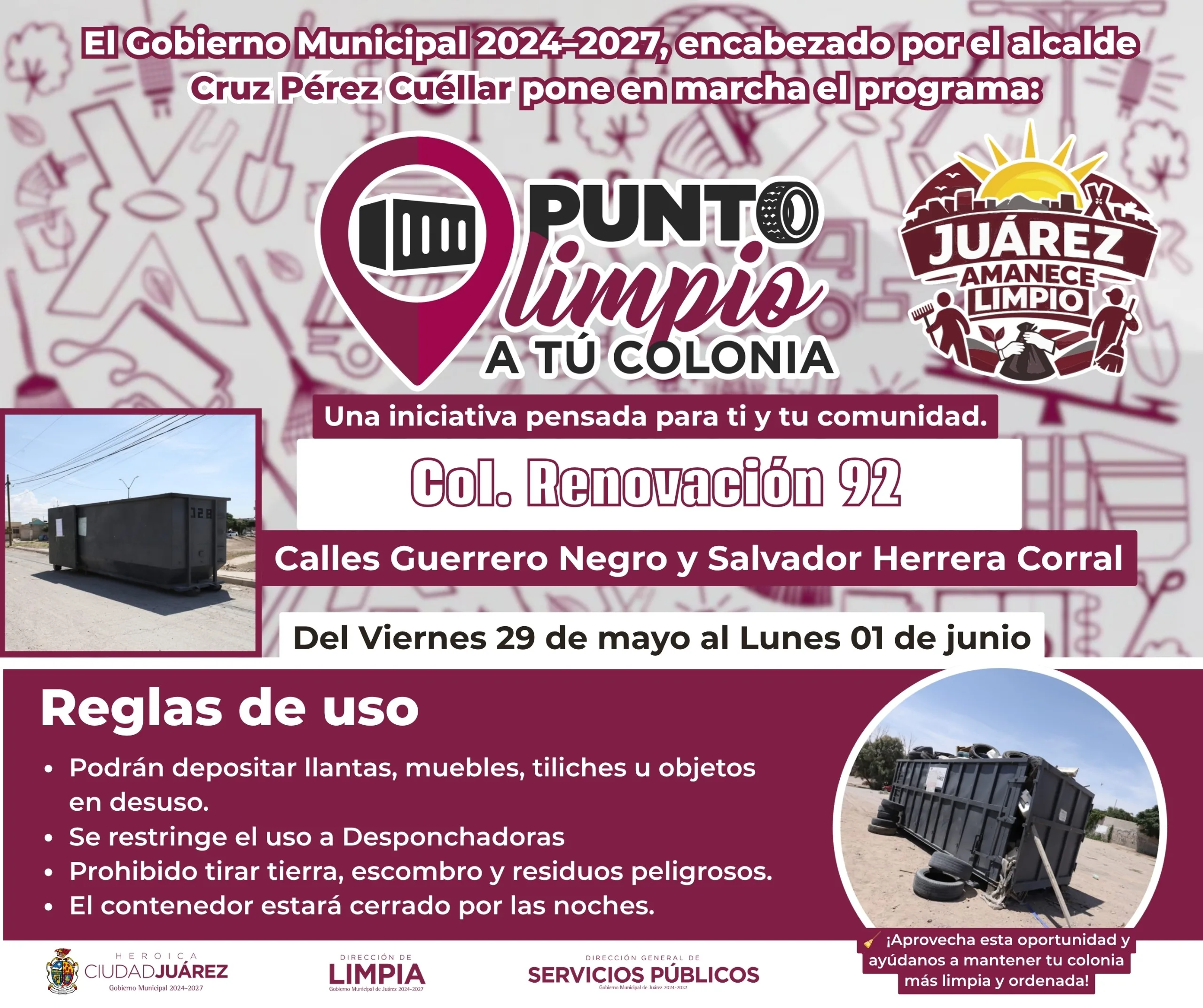 Instalan cuatro Puntos Limpios en Juárez para facilitar disposición gratuita de tiliches y residuos voluminosos - imagen 1