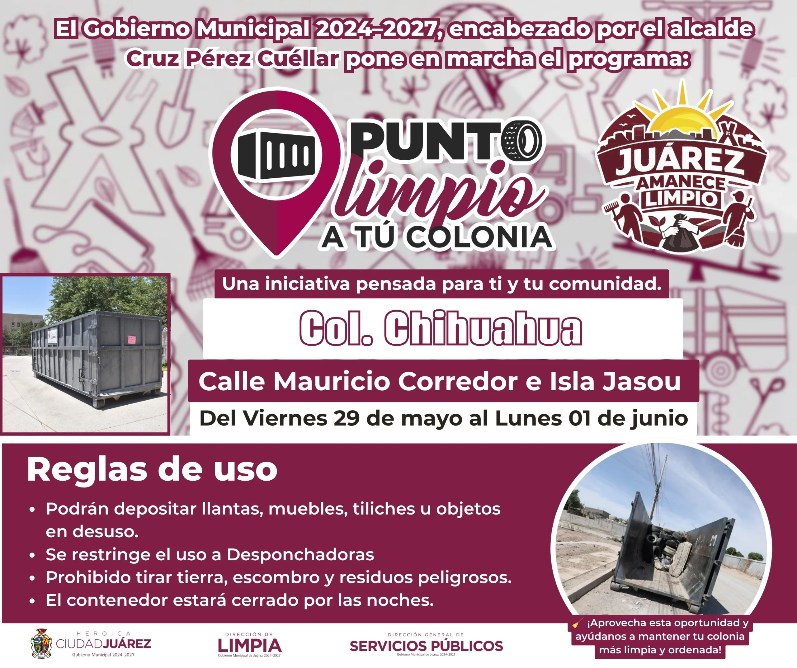 Instalan cuatro Puntos Limpios en Juárez para facilitar disposición gratuita de tiliches y residuos voluminosos - imagen 2