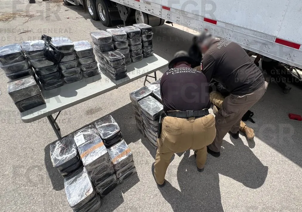 FGR asegura casi una tonelada de metanfetamina oculta en carga de jícamas en Durango