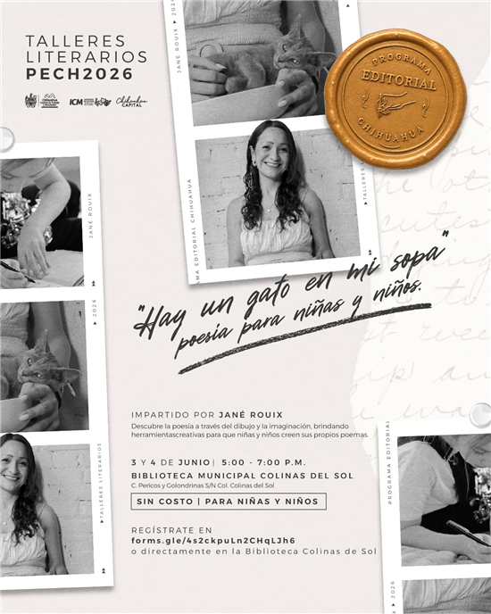Taller gratuito de poesía para niños en Chihuahua con la escritora Jané Rouix