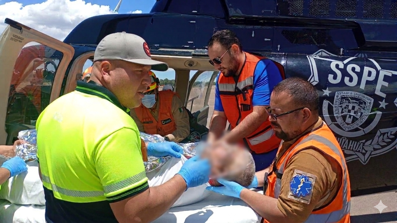 Trasladan en helicóptero a un hombre herido por explosión en Creel, Chihuahua - imagen 1